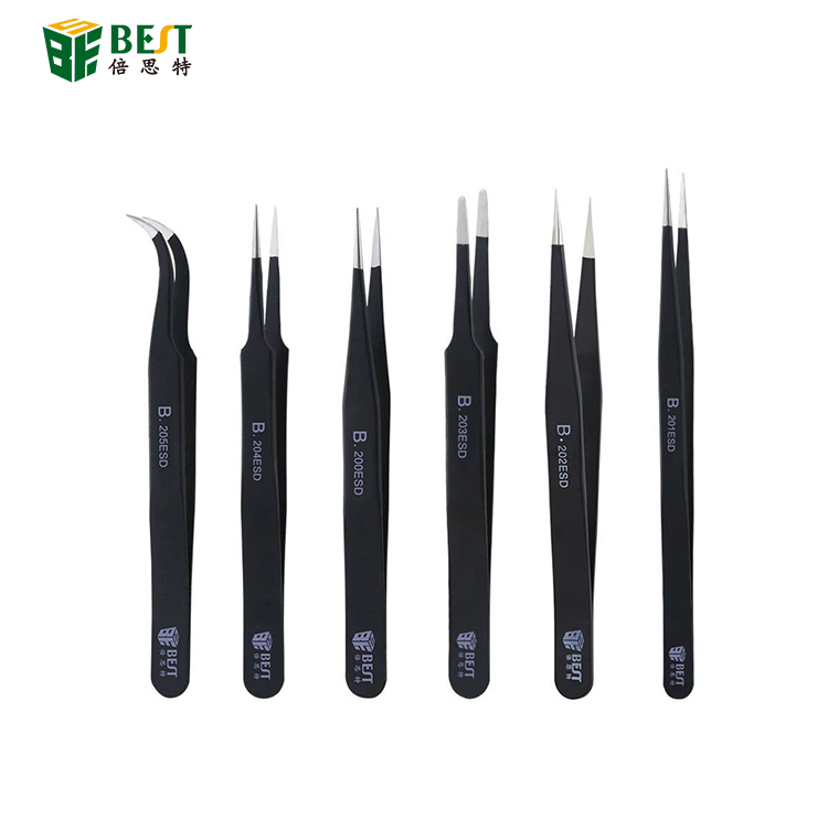 防靜電不銹鋼鑷子 202不銹鋼材 鑷子套裝不銹鋼防靜電手機(jī)維修加硬不銹鋼尖頭鑷子彎頭圓頭加長夾